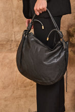 Leather bag with drawstring