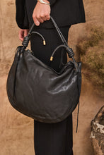 Leather bag with drawstring