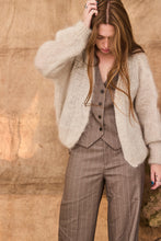 Pinstripe beige suit