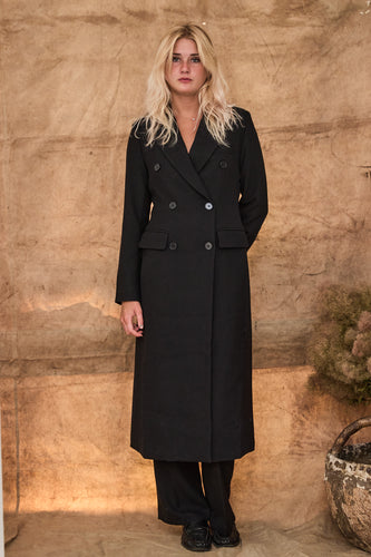Coat black double breast