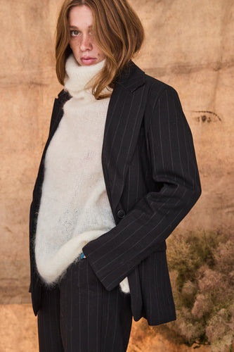 Pinstripe black suit
