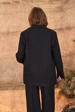 Pinstripe black suit