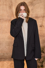 Pinstripe black suit