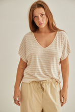 Mudgee beige stripes tee shirt