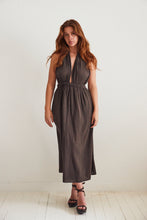 mamapapa - dress chocolate cotton open front