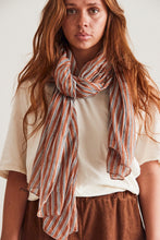 scarf stripe caramel, white, black