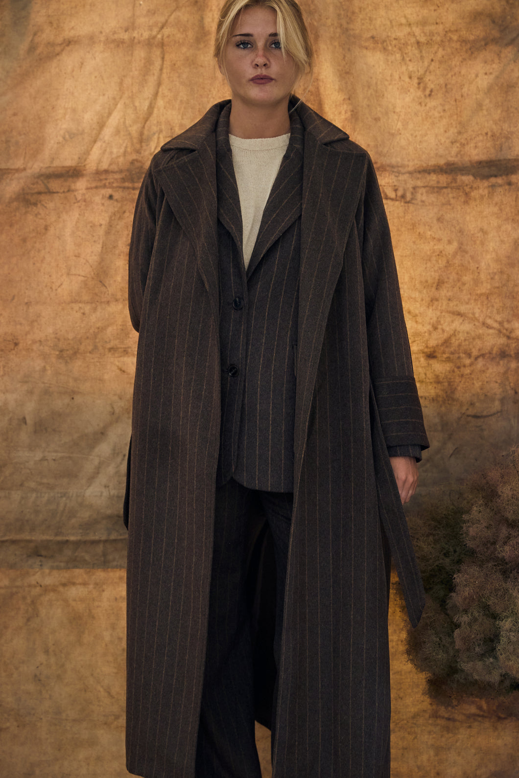 Coat chocolate pinstripe