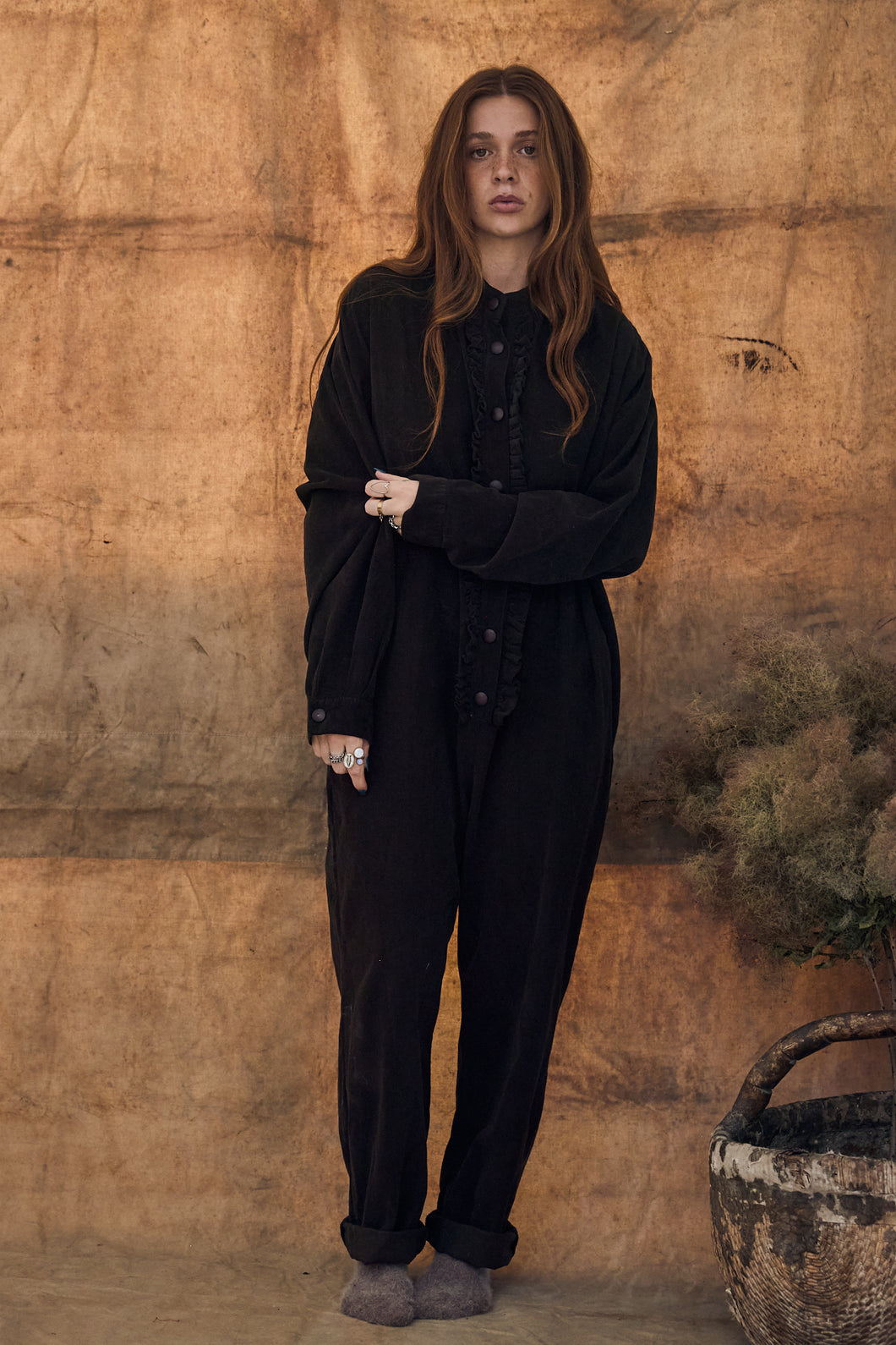 mamapapa - Crunch frill jumpsuit black