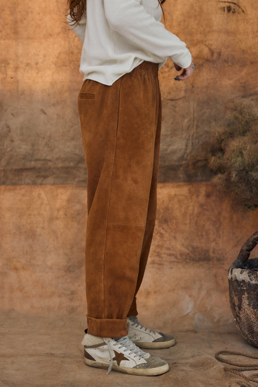 mamapapa - forte camel suede pants