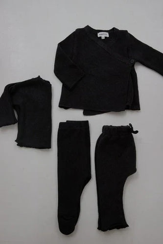 Pequeno - baby wrap around cardigan charcoal