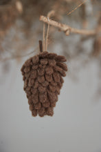 woolen dark brown  pinecone ornement