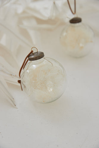 Glass Ball clear Lagurus off white