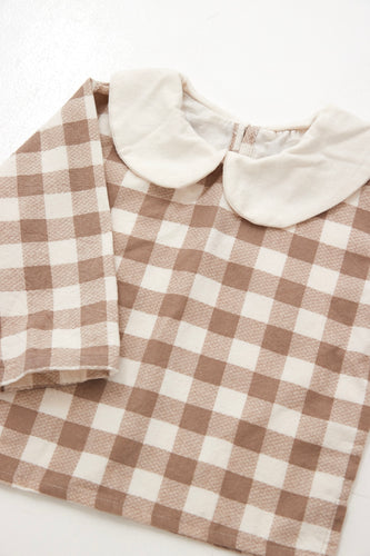 beige checkers blouse