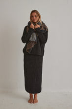 mamapapa black scarf with mixed earthy colour stripes