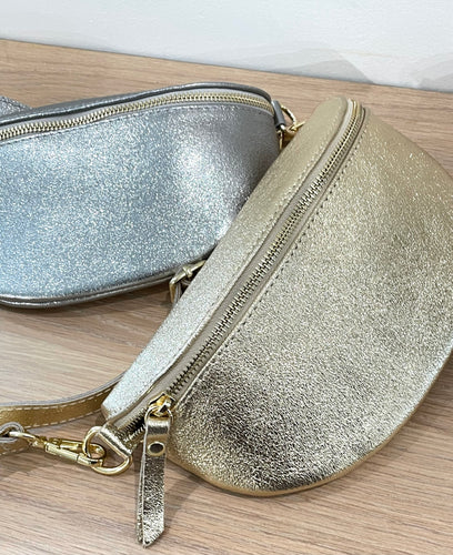 Gold / Silver Leather bumbag