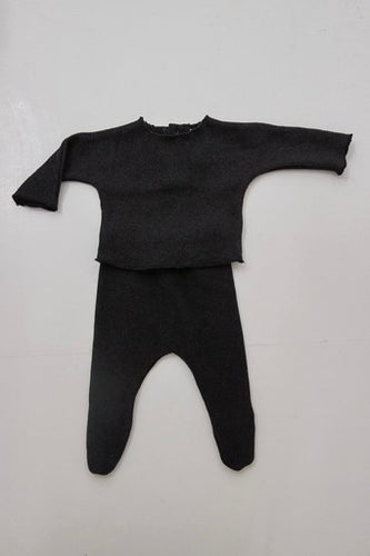 Pequeno - baby pant with feet charcoal
