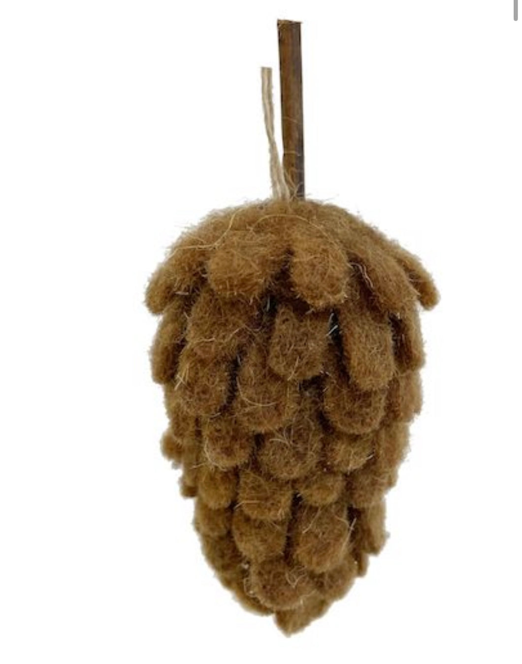 woolen brown  pinecone ornement
