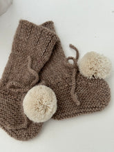 Hand Knitted pompom booties