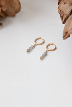 Dangly hoop three stone earrings grey