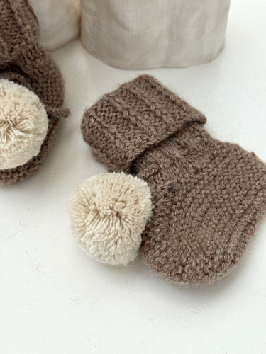 Hand Knitted pompom booties