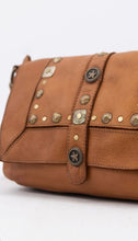 Leather natural bag with studs