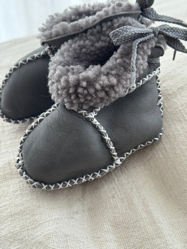 baby grey fur booties
