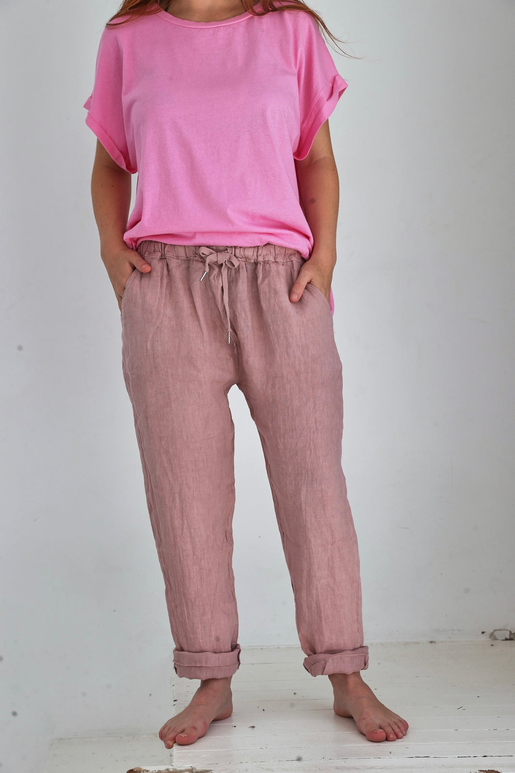 Paola linen rose pants