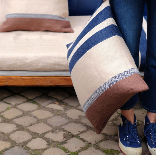 Libeco -  Marina stripe indigo pillow cover