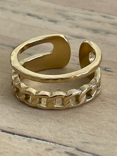 Gold double piece chain ring