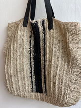natural/black stripe tote bag