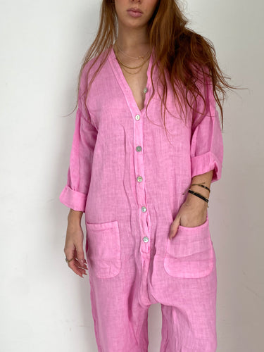 Linen pink jumpsuit