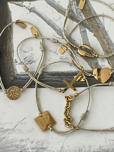 elastic lurex shell bracelet