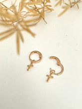 hoop earrings plated gold with cross