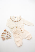 Knitted frill neck cream cardigan