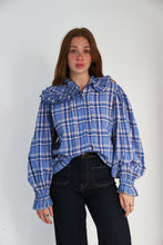 LB - Pumpkin checkers frill blouse