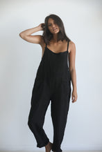 Linen black casual overall