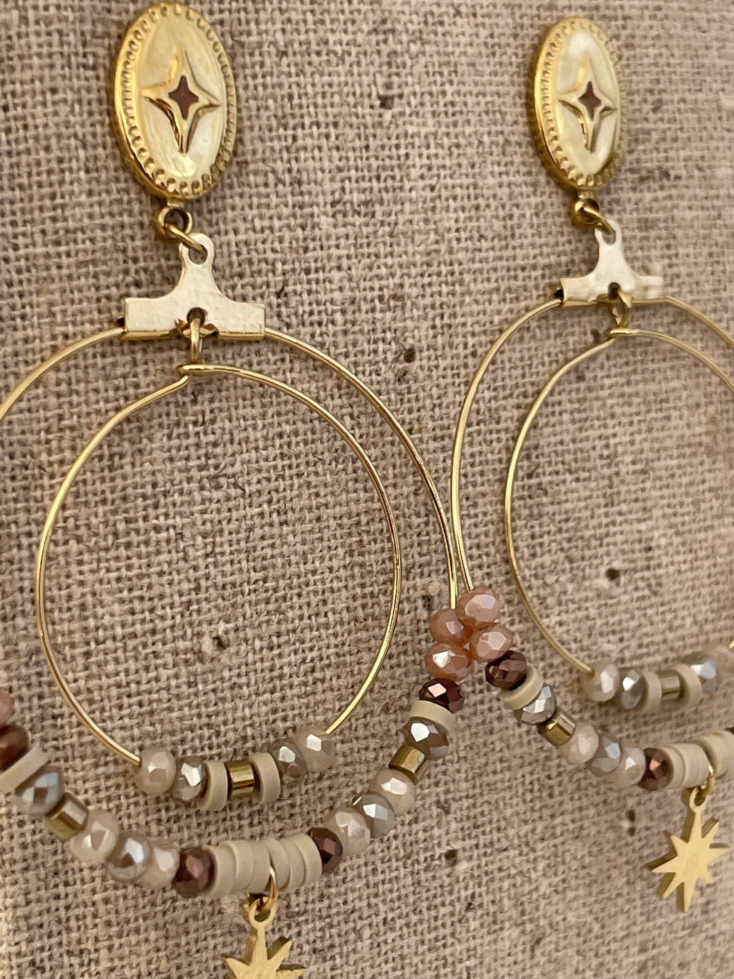 pearls and stone hoops earrings