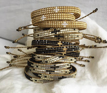 Glass beads gold or black bracelet