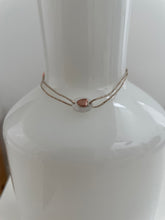 Oval rock heart bracelet on lurex string