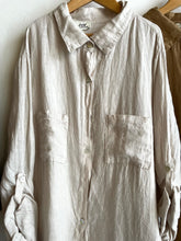 oversize linen beige shirt with front pocket