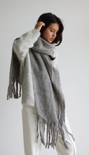 Grey scarf with fringes