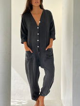 Linen dark  grey jumpsuit