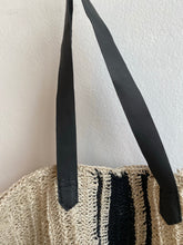natural/black stripe tote bag