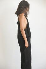 Linen black casual overall